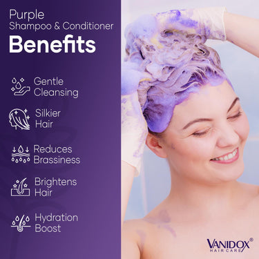 Sulfate-Free Purple Shampoo & Conditioner for Gray/Silver Hair, 16oz Each